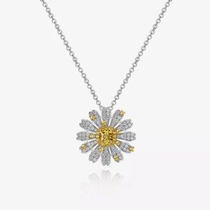 Sterling Silver Sunflower  Zircon Stone Necklace 17 inch GREAT DEAL LAST ONE